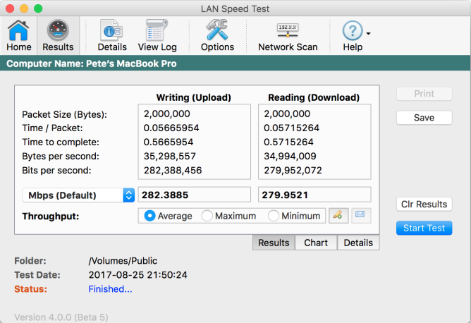 lan speed test serial