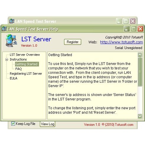 lst server example for lan test